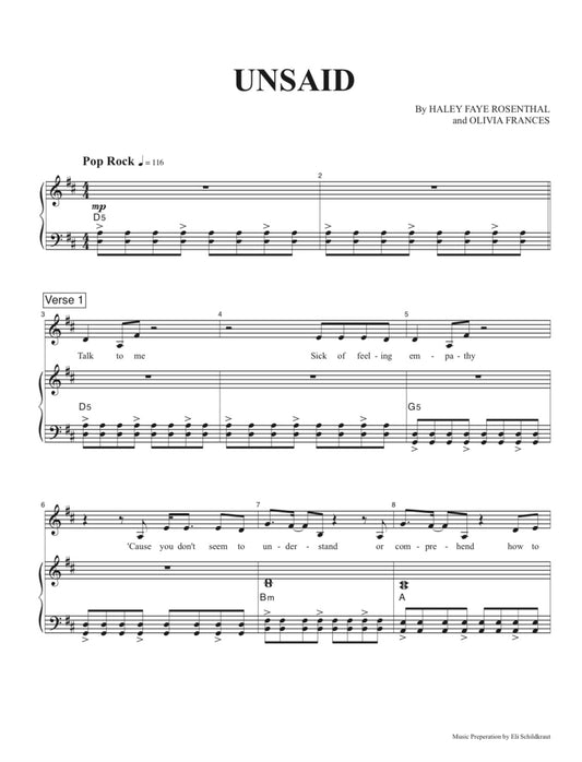 Unsaid Sheet Music